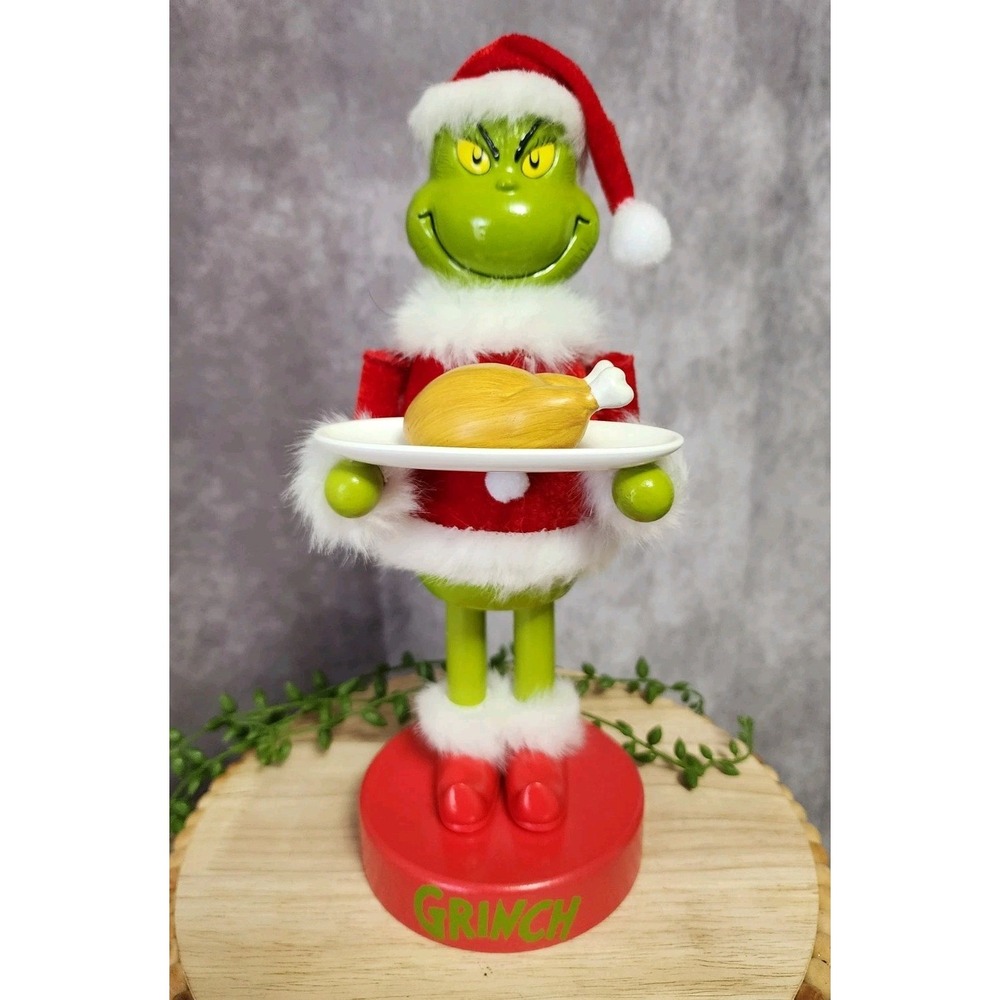 The Grinch With Turkey Nutcracker 2024 Grinch Who Stole Christmas Santa Wood NEW